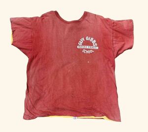 60’s 70’s ヘインズ ダブルフェイス ヴィンテージ HANES vintage 赤x黄 XL チャンピオン リバーシブル リバーシブルT Tシャツ カレッジ