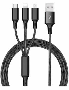 １本3役 Lightning/Micro USB/Type-C 色： 充電ケーブル 急速充電 iPhone 充電コード