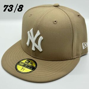 【海外限定】 NEWERA 59fifty Yankees ヤンキース キャップ ベージュ ホワイト 73/8 ニューエラ
