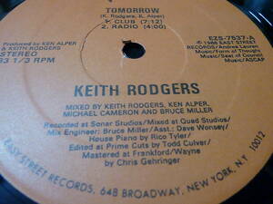Keith Rodgers - Tomorrow／1988／US／検：キース・ロジャース アメリカ盤 12インチ 12inch Garage House Electro
