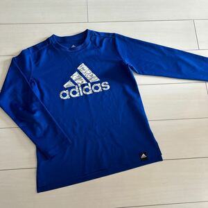 アディダス adidas 長袖Tシャツ ブルー青　ロゴ　150 スポーツ　サッカー