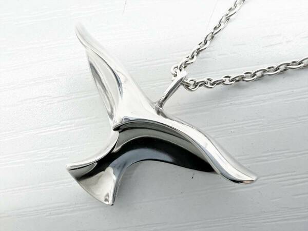 レア　美品　Georg Jensen　ジョージジェンセン　HaH　ホエールテール　ペンダント　ネックレス　シルバー　幸運