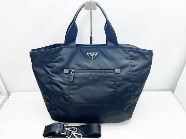 美品　PRADA　プラダ　トライアングルロゴ　2WAY　トートバッグ　ナイロン　黒　BR4376