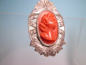 * antique jewelry * engraving skill book@... woman. width face sculpture. pendant necklace 11,14g E