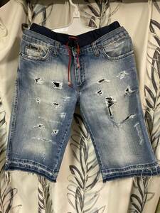 1 jpy start DOLCE&GABBANA Dolce and Gabbana damage processing Denim half free shipping 