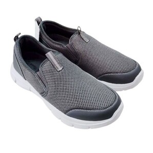 24250 新品 スリッポン スニーカー グレー 26.0cm 運動靴 作業靴 軽量 3E 幅広 通学 メッシュ素材 メンズ