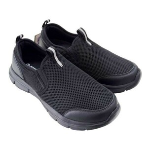 24250 新品 スリッポン スニーカー ブラック 28.0cm 運動靴 作業靴 軽量 3E 幅広 通学 メッシュ素材 メンズ