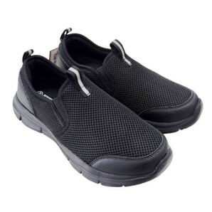 24250 新品 スリッポン スニーカー ブラック 27.0cm 運動靴 作業靴 軽量 3E 幅広 通学 メッシュ素材 メンズ
