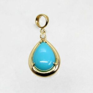 * used beautiful goods *18 gold turquoise diamond pendant 