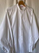 French vintage ドレスシャツ 白 バンドカラー 50s 60s 長袖シャツ ビンテージ euro vintage 白シャツ 刺繍タグ_画像3