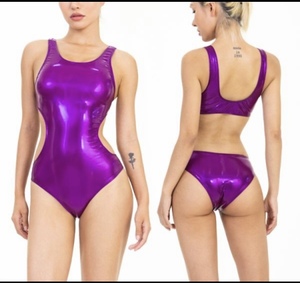  including in a package un- possible * postage 390 jpy super lustre stretch Leotard race queen .. swimsuit costume ( purple )L