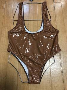  including in a package un- possible * postage 390 jpy super lustre super stretch costume extension extension high leg Leotard ( Brown )L