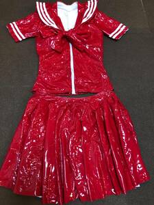  включение в покупку не возможно супер глянец sailor способ tops, юбка в складку студент форма маскарадный костюм костюм стрейч ткань верх и низ в комплекте ( красный )XXXL