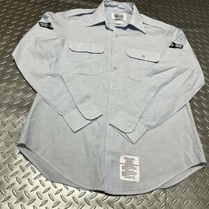 沖縄　米軍放出品　DSCP Shirt 長袖シャツ　ブルー　 LONG SLEEVE 16×35 コスプレ　警察　ポリス(INV P#80)