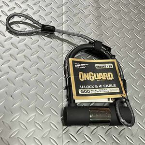 米軍放出品　OnGuard Lock Bike Uロック 4 フィートケーブル　自転車鍵ロック　 南京錠　(INV M49)