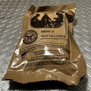沖縄 米軍実物 MRE Meal Ready To Eat レーション MENU6 Beef Taco AMERIQUAL PACKAGING 2023/1 検品日　(INV R#74)