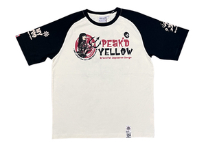 Peak'd　Yellow　半袖Tシャツ 　OFF-WHITE/BLACK　42サイズ　ちょっと難あり　PYT-230