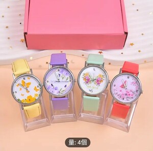 ★4つの季節：春、夏、秋、冬を表す4色の女性用PUレザークォーツ腕時計