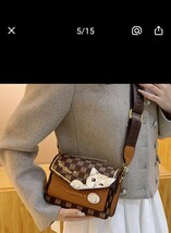 ★女性向けのおしゃれなヴィンテージ風の猫柄の斜め掛けバッグ、日常の通勤に便利なPUレザー製のカジュアルショルダーバック　茶色_画像5