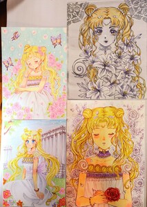 Art hand Auction ☆Ilustraciones dibujadas a mano de Sailor Moon Serenity, vendidos juntos, Historietas, Productos de anime, Ilustración dibujada a mano