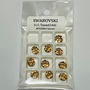 スワロフスキー　クリスタル　#5000 ラウンド　ライトコロラドトパーズ　6mm 10粒セット