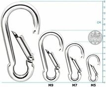 おしゃれ カラビナ ミニカラビナ サイズ:5cm スナップフック SUS304 ステンレス鋼 軽量 耐久性 多機能 スプリングフッ_画像7