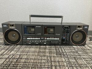 ①SHARP QT-88G FREE-EDGE sharp double cassette deck radio-cassette speaker radio Showa Retro electrification OK