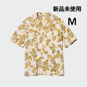 ユニクロ　プリントオープンカラーシャツ　アロハシャツ　半袖　M