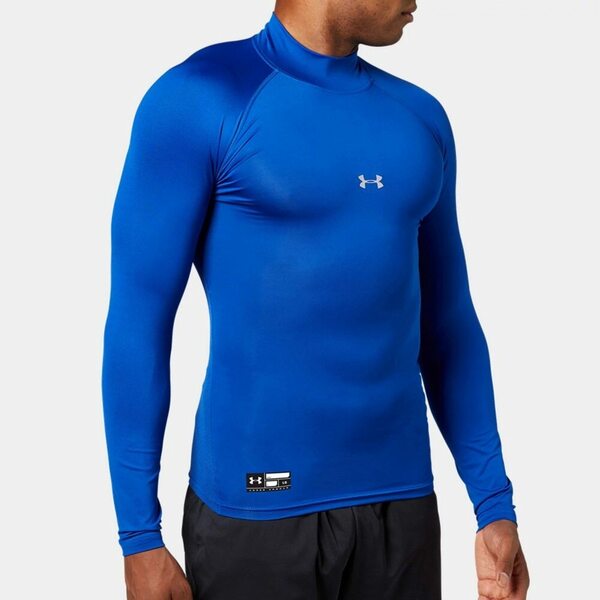 送料無料 アンダーアーマー UNDER ARMOUR ヒートギアコンプレッションシャツ モックネック長袖レイヤー1313265 ブルー Sサイズ