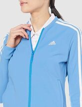 送料無料 [アディダスゴルフ] adidas スリーストライプス 長袖フルジップジャケット レディースLサイズ CC555 ブライトブルー_画像5