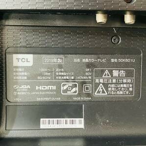 【1円スタート！動作確認済み！】50K601U TCL ティーシーエル 50V型 4Kハイビジョン液晶テレビ 液晶テレビ 2019年製/T4350-Cの画像7