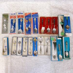 [1 jpy start!] America place name entering Hsu red a spoon antique Vintage 21 pcs set /MKT0518- home 60