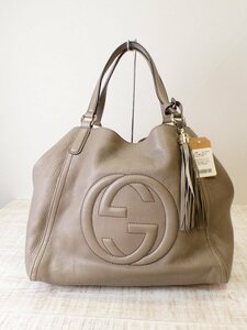 グッチ GUCCI ソーホー タッセル フリンジ ハンドバッグ204046【L's/グレージュ/Aランク】c4BF0