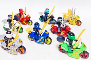 ブロック ミニフィグ ニンジャゴー 忍者とバイク８体セットレゴ（LEGO）互換