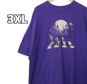 パロディーTシャツ 半袖プリントTシャツ 紫 3XL 大きいサイズ 古着