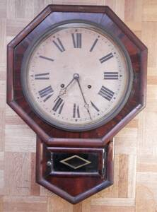特大八角時計　 ウエルチ時計社　チャップマン商館　輸入品　1870年代　ゼンマイ式　柱時計　作動品　