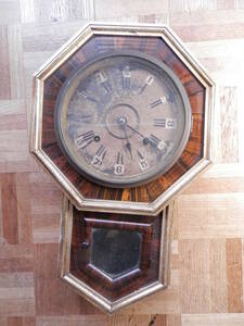 アンソニア　短尾八角時計　米国　アンソニア社　1890年代　ゼンマイ式　柱時計　作動品　その2