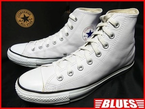 即決★CONVERSE★27cm レザーハイカットスニーカー コンバース メンズ 8.5 ホワイト 本皮 8ホールシューズ 本革 オールスター 箱付き