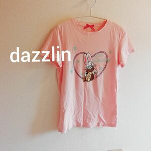 Dazzlin プリント Tシャツ 半袖 ピンク うさぎ コットン 綿 ダズリン