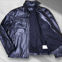 【驚異の3L】リューグーレザー Liugoo Leathers ライダースジャケット カウレザー 牛革 ブラック 黒 バイク 羊毛 ブルゾン シングル メンズ_画像1