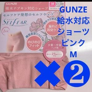 GUNZE【給水対応ショーツ】定価1540円×2枚SET(3080円相当品)【ピンク M】女性のお悩みサポート サニタリー用途可 SALE ボクサータイプ