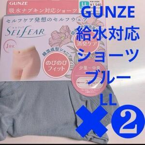 GUNZE【給水対応ショーツ】定価1540円×2枚SET(3080円相当品)【スモークブルー LL】 ポクサータイプ 女性のお悩みサポート LAST ONE！