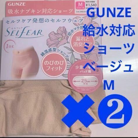 GUNZE【給水対応ショーツ】定価1540円×2枚SET(計3080円品)【ベージュ M】お得！お悩みの方、お探しの方へ。シンプルで機能的デザイン