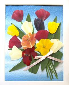 * pressed flower material * tulip. bouquet ~ ribbon . attaching ~*36 size 