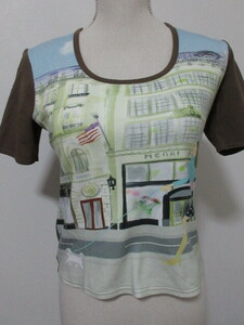 Reiko Aokiニューヨーク　可愛いワンちゃんの散歩とお買い物　Tシャツ　サイズ40　Henri BendeL