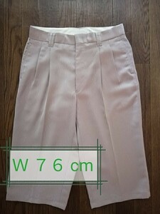 [ 匿名 ・ 送料無料 ] ７分丈 ショート パンツ 　ズボン　ウエスト 約 76 cm　薄 ピンク 色　　★ 美品　2タック　柔らかい 生地　ゆったり