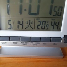 SEIKO デジタル電波目覚まし時計 PYXIS NR529S 温湿度　各種動作OK　送料５２０円_画像6