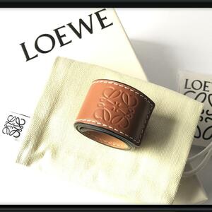 極美品 LOEWE ロエベ レザー アナグラム スラップ ブレスレット 箱付