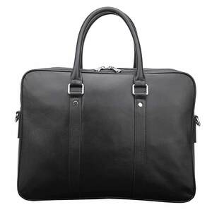  round ZIP business bag briefcase original leather lady's personal computer bag document bag 14 -inch PC A4 file correspondence . cow leather black 