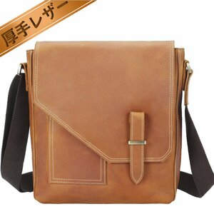 TIDING antique original leather men's messenger bag diagonal .. bag thick cow leather oil leather passing of years change iPad correspondence bicycle Brown . cow 